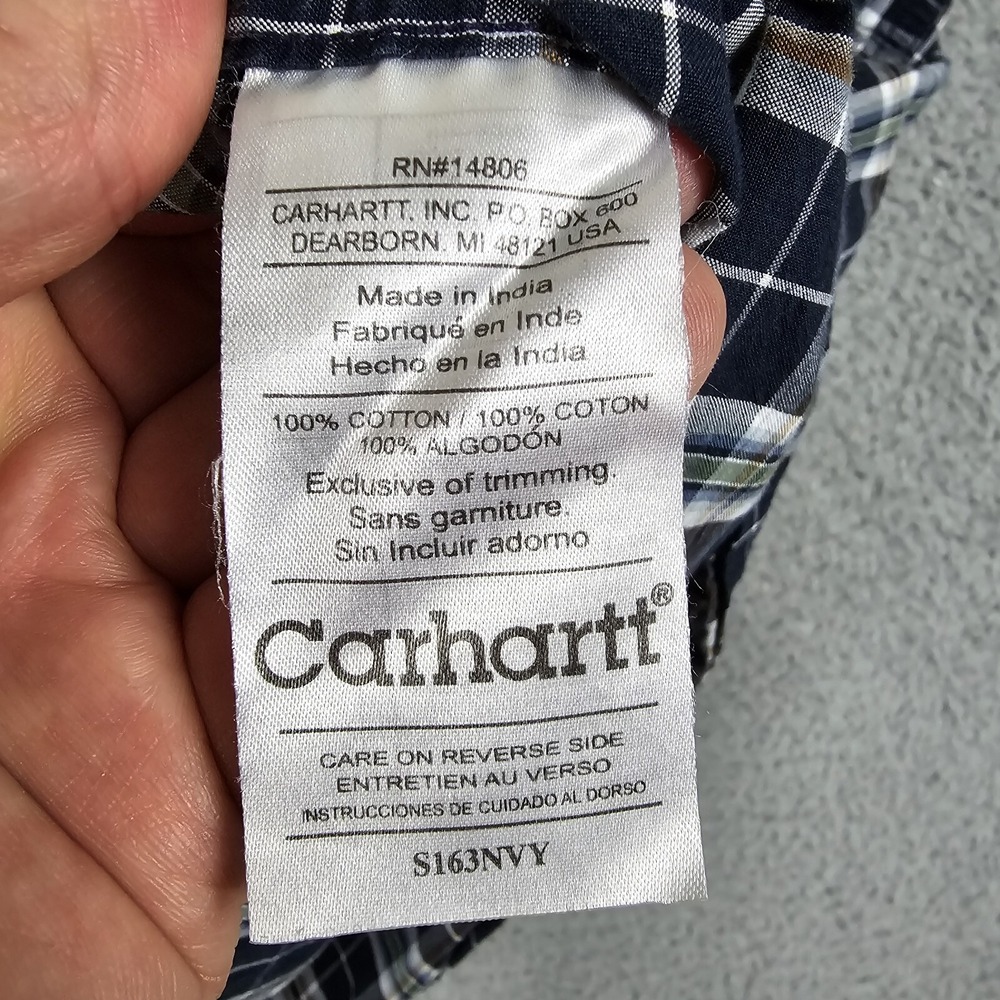 Carhartt Shirt Mens Large Plaid Short Sleeve Cotton Button Up - Picture 7 of 12